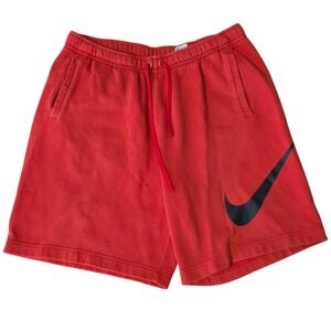 Nike Club Fleece Explosive Shorts Men's Red Big Swoosh Drawstring Sweat XL